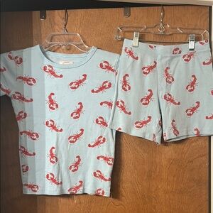 Crewcuts Blue and Red Pajama Sets with Playful Lobster Print
